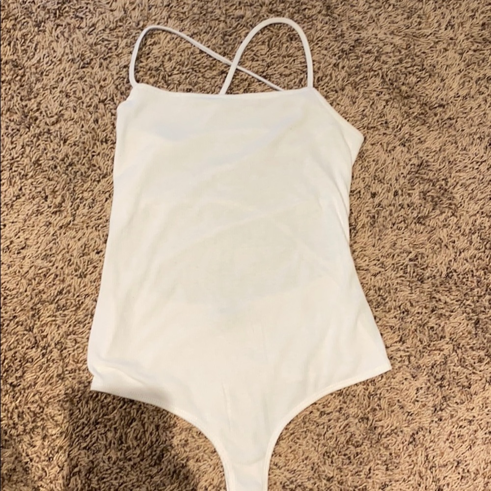 white strappy back bodysuit